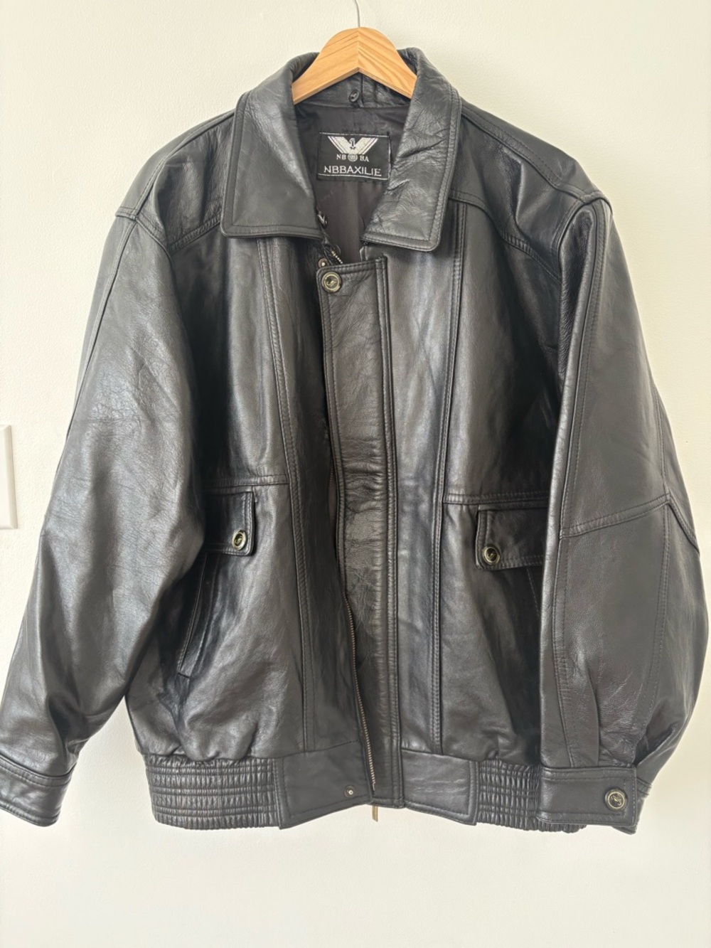 Vintage Black Leather Bomber